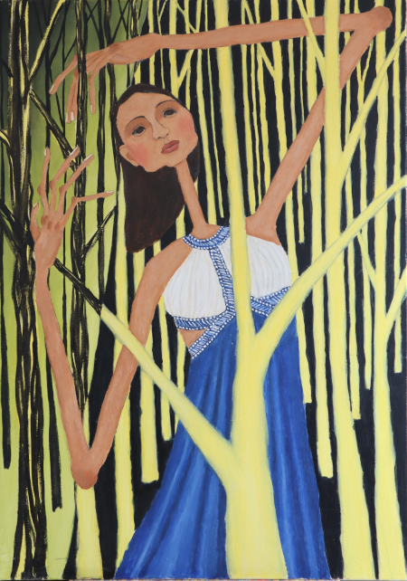 woman-dancing-dense-yellow-forest