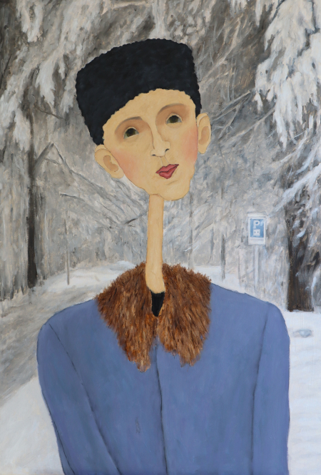 Woman in snow forest